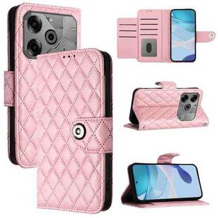 For Tecno Pova 6 Neo Rhombic Texture Flip Leather Phone Case with Lanyard(Pink)