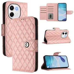 For Tecno Spark 30 5G Rhombic Texture Flip Leather Phone Case with Lanyard(Coral Pink)