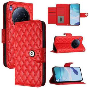 For Tecno Camon 40 Premier Rhombic Texture Flip Leather Phone Case with Lanyard(Red)