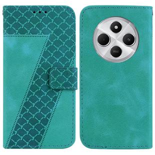 For Redmi 14C 4G Seven-shaped Embossed Leather Phone Case(Green)