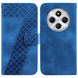 For Redmi 14C 4G Seven-shaped Embossed Leather Phone Case(Blue)