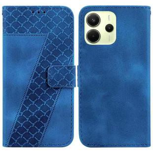 For Redmi Note 14 4G 163.25mm Seven-shaped Embossed Leather Phone Case(Blue)