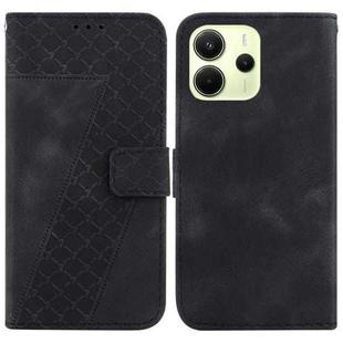 For Redmi Note 14 4G 163.25mm Seven-shaped Embossed Leather Phone Case(Black)