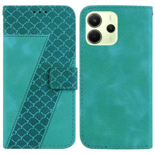 For Redmi Note 14 4G 164.84mm Seven-shaped Embossed Leather Phone Case(Green)