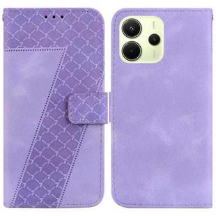 For Redmi Note 14 4G 164.84mm Seven-shaped Embossed Leather Phone Case(Purple)