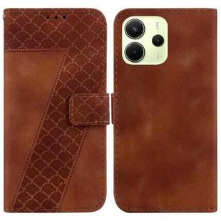 For Redmi Note 14 4G 164.84mm Seven-shaped Embossed Leather Phone Case(Brown)