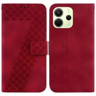 For Redmi Note 14 4G 164.84mm Seven-shaped Embossed Leather Phone Case(Red)