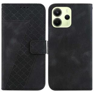 For Redmi Note 14 4G 164.84mm Seven-shaped Embossed Leather Phone Case(Black)