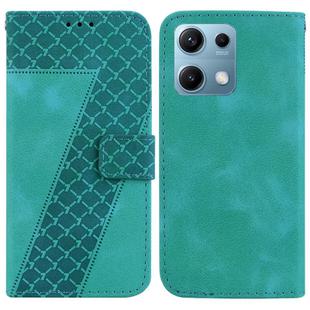 For Redmi Note 14S 4G Seven-shaped Embossed Leather Phone Case(Green)