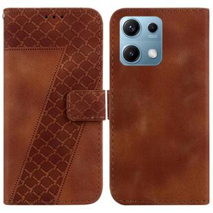 For Redmi Note 14S 4G Seven-shaped Embossed Leather Phone Case(Brown)