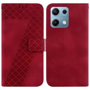 For Redmi Note 14S 4G Seven-shaped Embossed Leather Phone Case(Red)