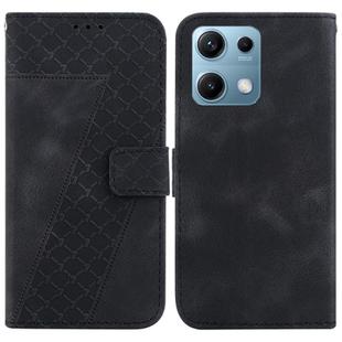 For Redmi Note 14S 4G Seven-shaped Embossed Leather Phone Case(Black)