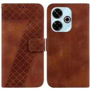 For Xiaomi Poco M6 4G Seven-shaped Embossed Leather Phone Case(Brown)