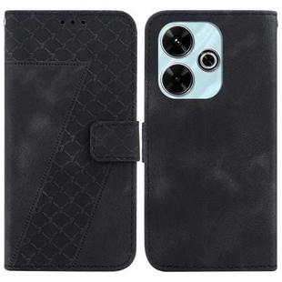 For Xiaomi Poco M6 4G Seven-shaped Embossed Leather Phone Case(Black)