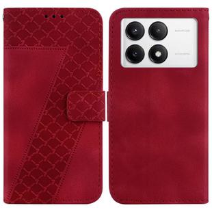 For Xiaomi Poco F6 Pro Seven-shaped Embossed Leather Phone Case(Red)