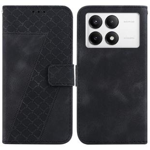 For Xiaomi Poco F6 Pro Seven-shaped Embossed Leather Phone Case(Black)