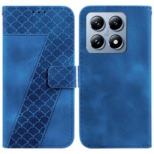 For Xiaomi 14T Pro Seven-shaped Embossed Leather Phone Case(Blue)