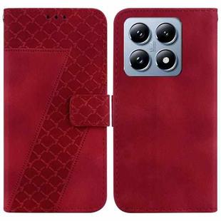 For Xiaomi 14T Pro Seven-shaped Embossed Leather Phone Case(Red)