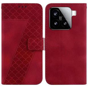 For Xiaomi 15 Seven-shaped Embossed Leather Phone Case(Red)