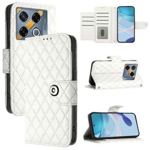 For Infinix GT 20 Pro X6871 Rhombic Texture Flip Leather Phone Case with Lanyard(White)