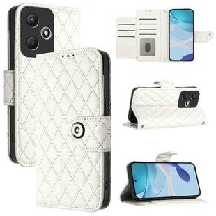 For Infinix Hot 30 Play / 30 Play NFC Rhombic Texture Flip Leather Phone Case with Lanyard(White)