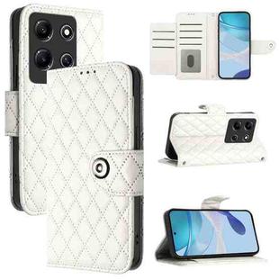 For Infinix Note 30i Rhombic Texture Flip Leather Phone Case with Lanyard(White)