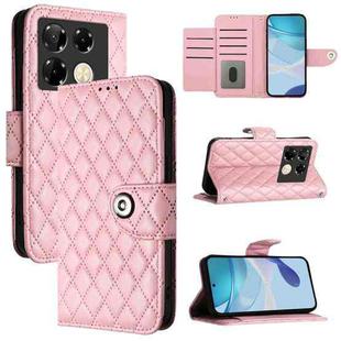 For Infinix Note 40 Pro 4G X6850 Rhombic Texture Flip Leather Phone Case with Lanyard(Pink)