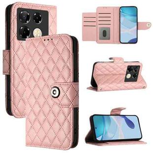 For Infinix Note 40 Pro 5G X6851 Rhombic Texture Flip Leather Phone Case with Lanyard(Coral Pink)