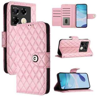 For Infinix Note 40 Pro 5G X6851 Rhombic Texture Flip Leather Phone Case with Lanyard(Pink)