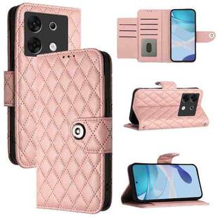 For Infinix Zero 30 5G Rhombic Texture Flip Leather Phone Case with Lanyard(Coral Pink)