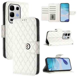 For Infinix Note 50s Rhombic Texture Flip Leather Phone Case with Lanyard(White)