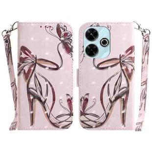 For Xiaomi Poco M6 4G 3D Colored Flip Leather Phone Case(Butterfly High-heeled)