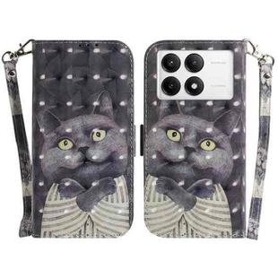 For Xiaomi Poco F6 Pro 3D Colored Flip Leather Phone Case(Hug Cat)