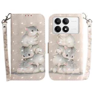 For Xiaomi Poco F6 Pro 3D Colored Flip Leather Phone Case(Squirrels)