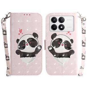 For Xiaomi Poco F6 Pro 3D Colored Flip Leather Phone Case(Heart Panda)