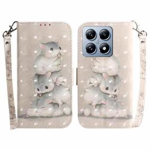 For Xiaomi 14T 3D Colored Flip Leather Phone Case(Squirrels)