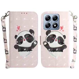 For Xiaomi 14T 3D Colored Flip Leather Phone Case(Heart Panda)