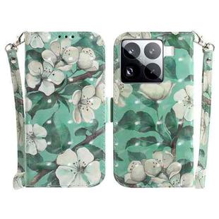 For Xiaomi 15 Pro 3D Colored Flip Leather Phone Case(Watercolor Flower)