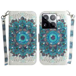 For Xiaomi 15 Pro 3D Colored Flip Leather Phone Case(Peacock Wreath)