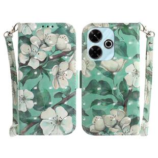 For Xiaomi Redmi 13 4G 3D Colored Flip Leather Phone Case(Watercolor Flower)