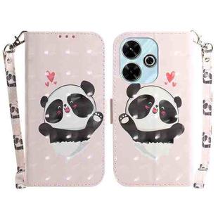 For Xiaomi Redmi 13 4G 3D Colored Flip Leather Phone Case(Heart Panda)