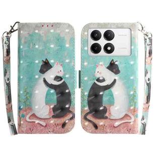 For Xiaomi Redmi K70 Pro / K70 3D Colored Flip Leather Phone Case(Black White Cat)