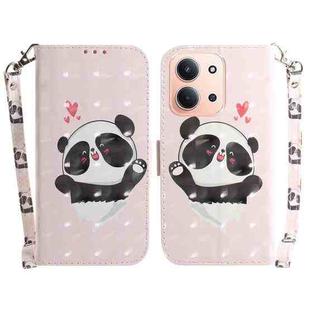 For Redmi 15C 4G 173.1mm / 15C 5G 173.1mm 3D Colored Flip Leather Phone Case(Heart Panda)