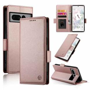 For Google Pixel 7 Pro Side Buckle Magnetic Frosted Leather Phone Case(Rose Gold)