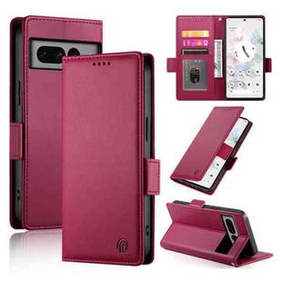 For Google Pixel 7 Pro Side Buckle Magnetic Frosted Leather Phone Case(Wine Red)
