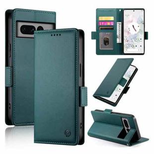 For Google Pixel 7 Pro Side Buckle Magnetic Frosted Leather Phone Case(Dark Green)