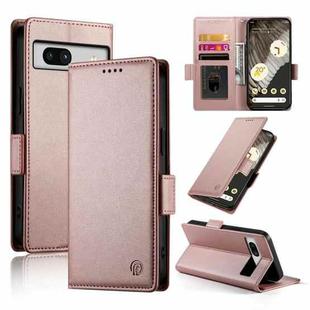 For Google Pixel 7a Side Buckle Magnetic Frosted Leather Phone Case(Rose Gold)