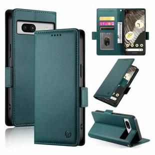 For Google Pixel 7a Side Buckle Magnetic Frosted Leather Phone Case(Dark Green)