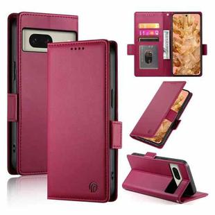 For Google Pixel 8 Side Buckle Magnetic Frosted Leather Phone Case(Wine Red)