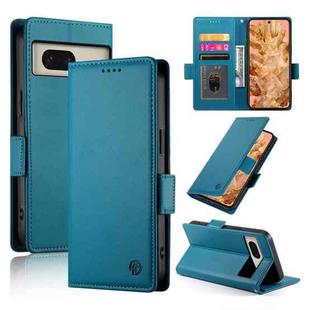 For Google Pixel 8 Side Buckle Magnetic Frosted Leather Phone Case(Blue)